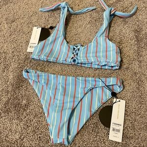 NWT Cheeky Striped Bikini set